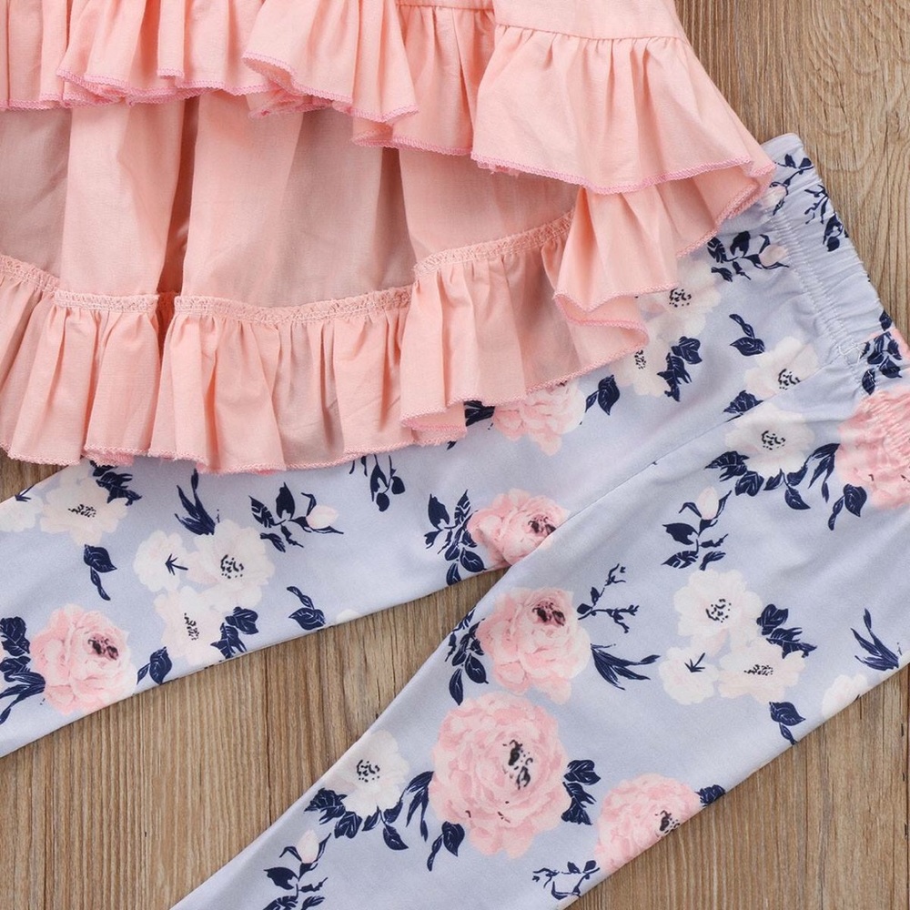 2pc. Ruffle Top w/ Floral Pants Set - Picture 3 of 3